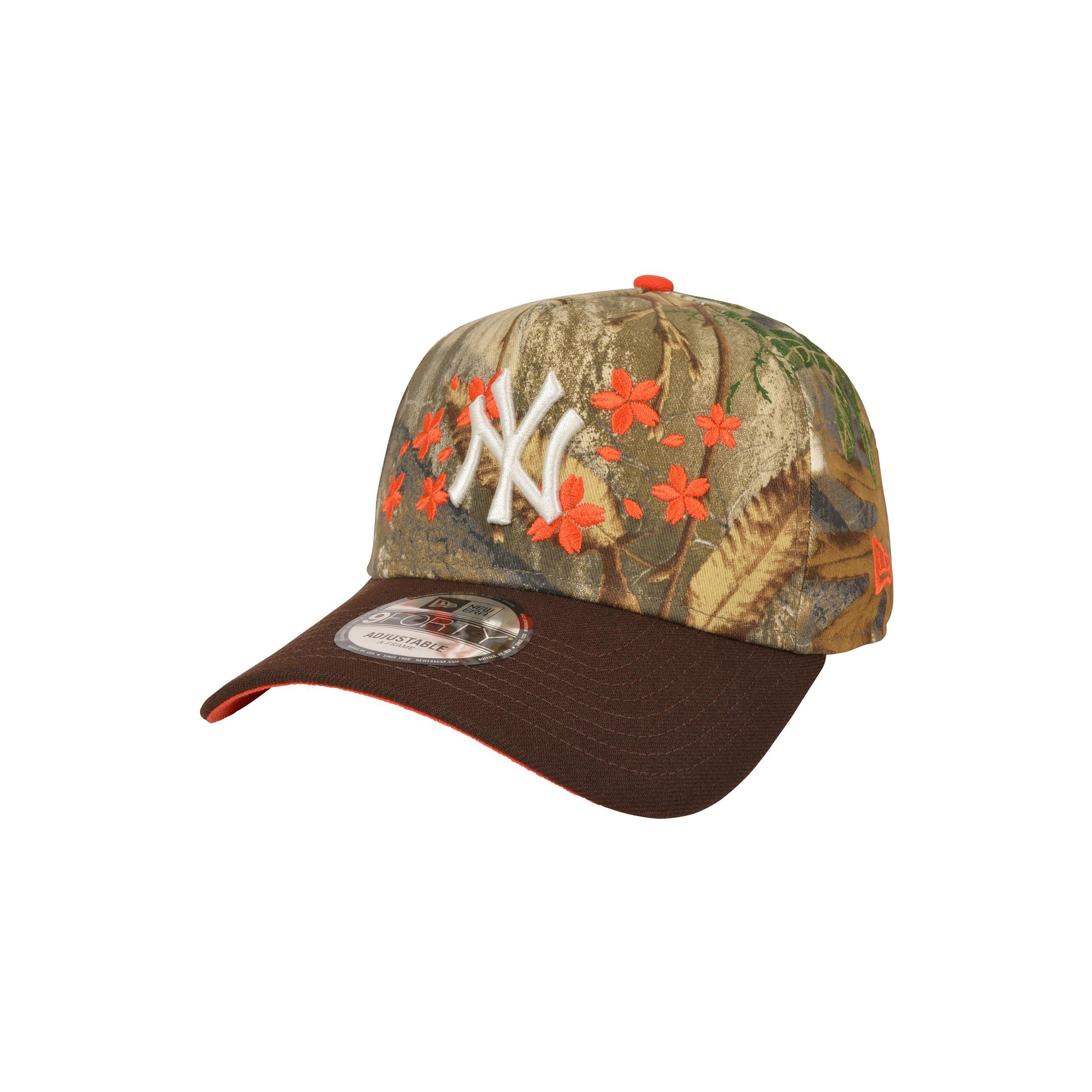 New Era New York Yankees 9FORTY A-Frame Cherry Blossom Snapback Hat - Black/Orange - BLACK/ORANGE